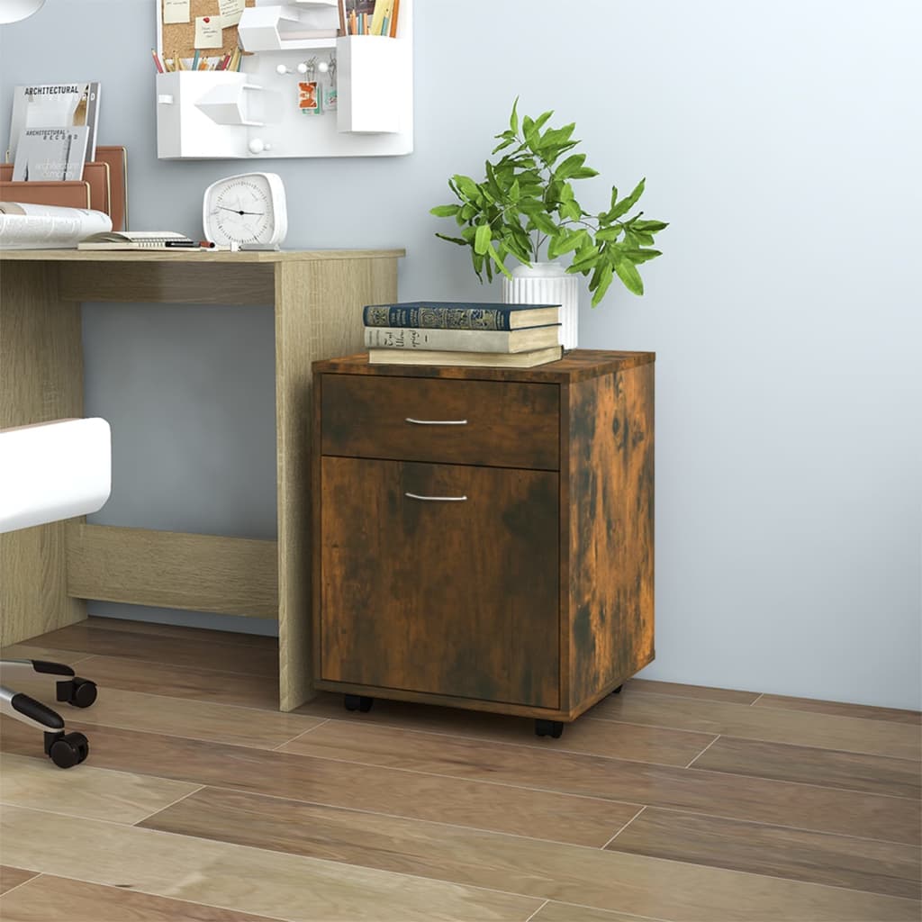 Armoire roulante Chêne fumé 45x38x54 cm Bois d'ingénierie - XIOS