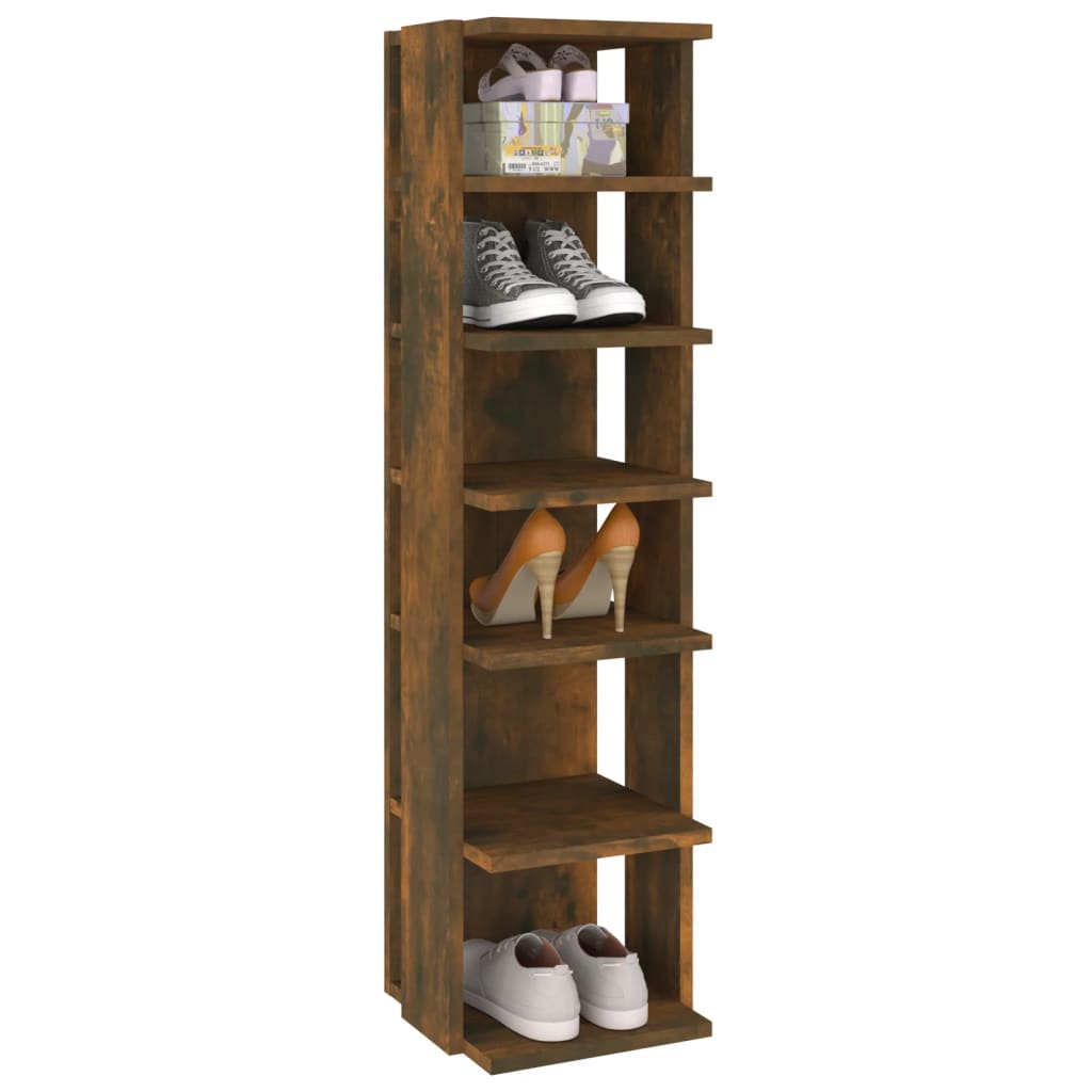 Étagère à chaussures Chêne fumé 27,5x27x102cm Bois d'ingénierie