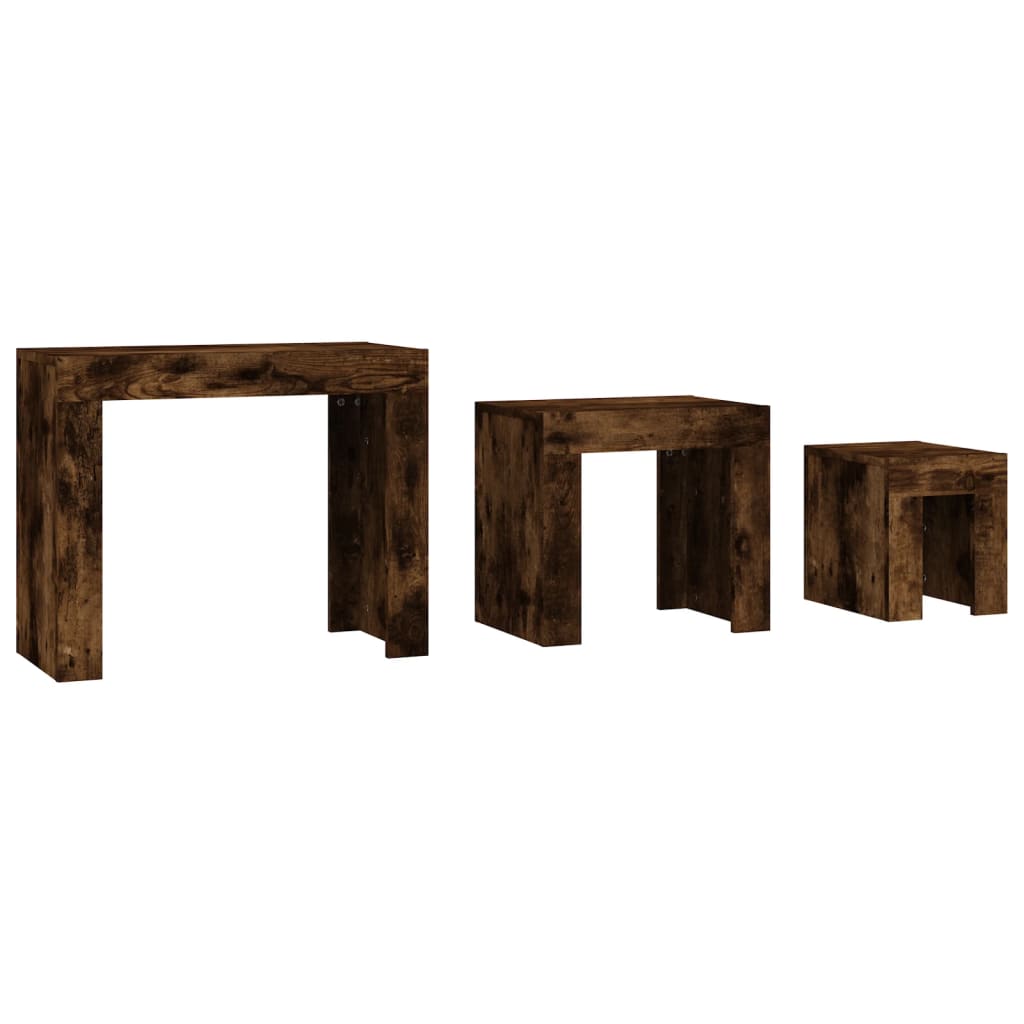 Tables basses gigognes 3 pcs Chêne fumé Bois d'ingénierie - XIOS