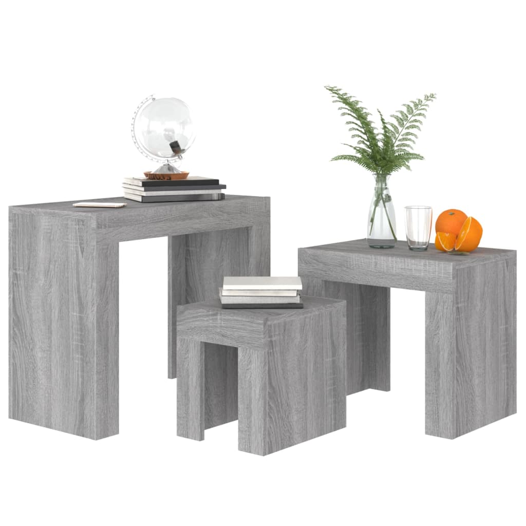 Tables basses gigognes 3 pcs sonoma gris bois d'ingénierie - XIOS