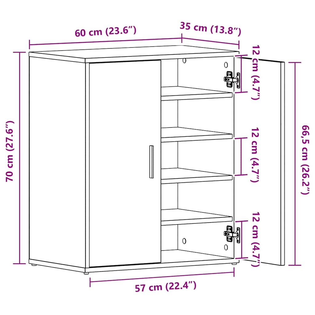 Meuble à chaussures Chêne fumé 60x35x70 cm Bois d'ingénierie - XIOS