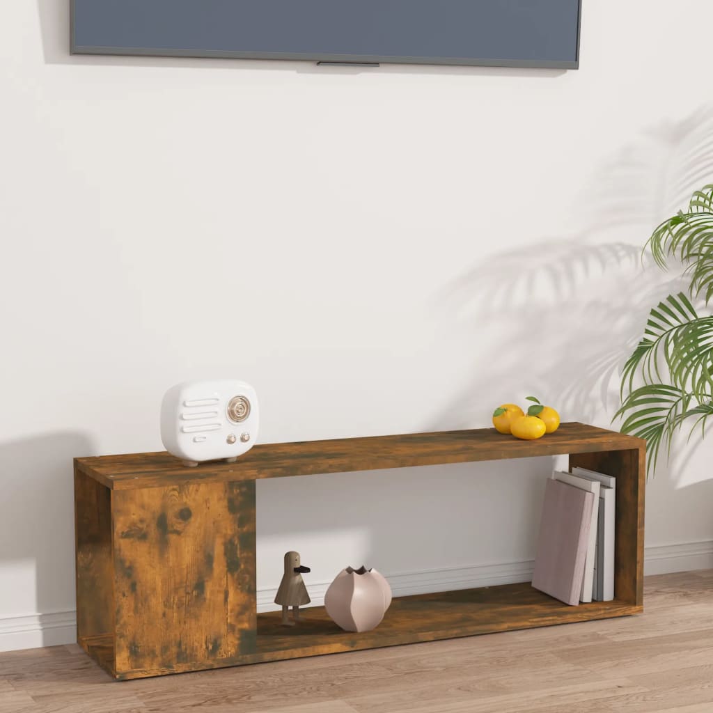 Meuble TV Chêne fumé 100x24x32 cm Bois d'ingénierie - XIOS