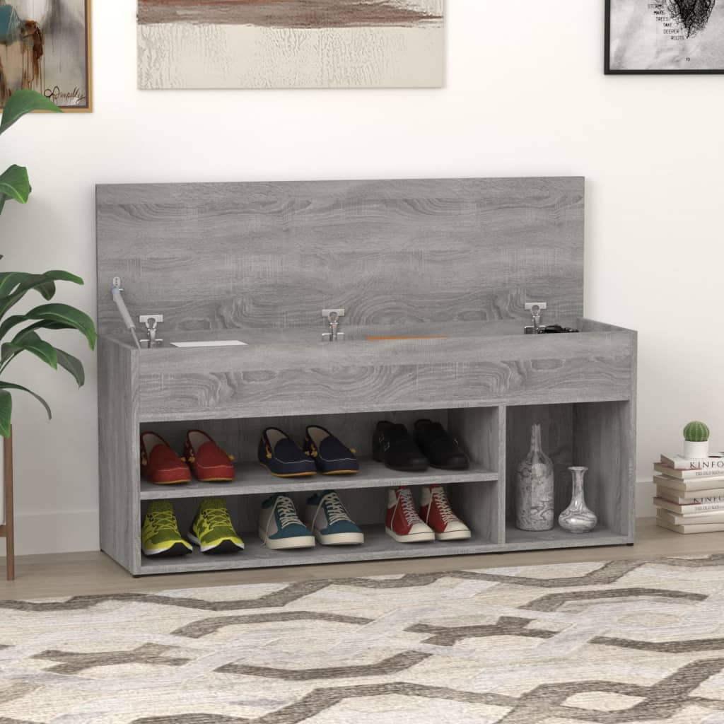 Banc à chaussures Sonoma gris 105x30x45 cm Bois d'ingénierie - XIOS