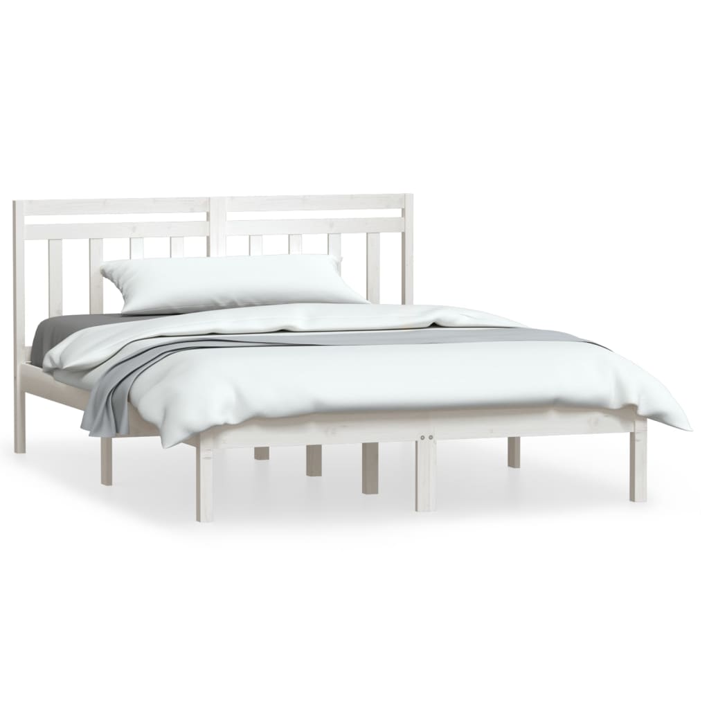 Cadre de lit sans matelas blanc bois massif 140x190 cm - XIOS