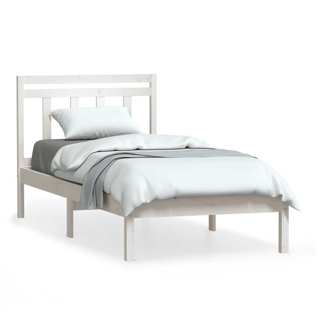 Cadre de lit sans matelas blanc bois massif 100x200 cm - XIOS