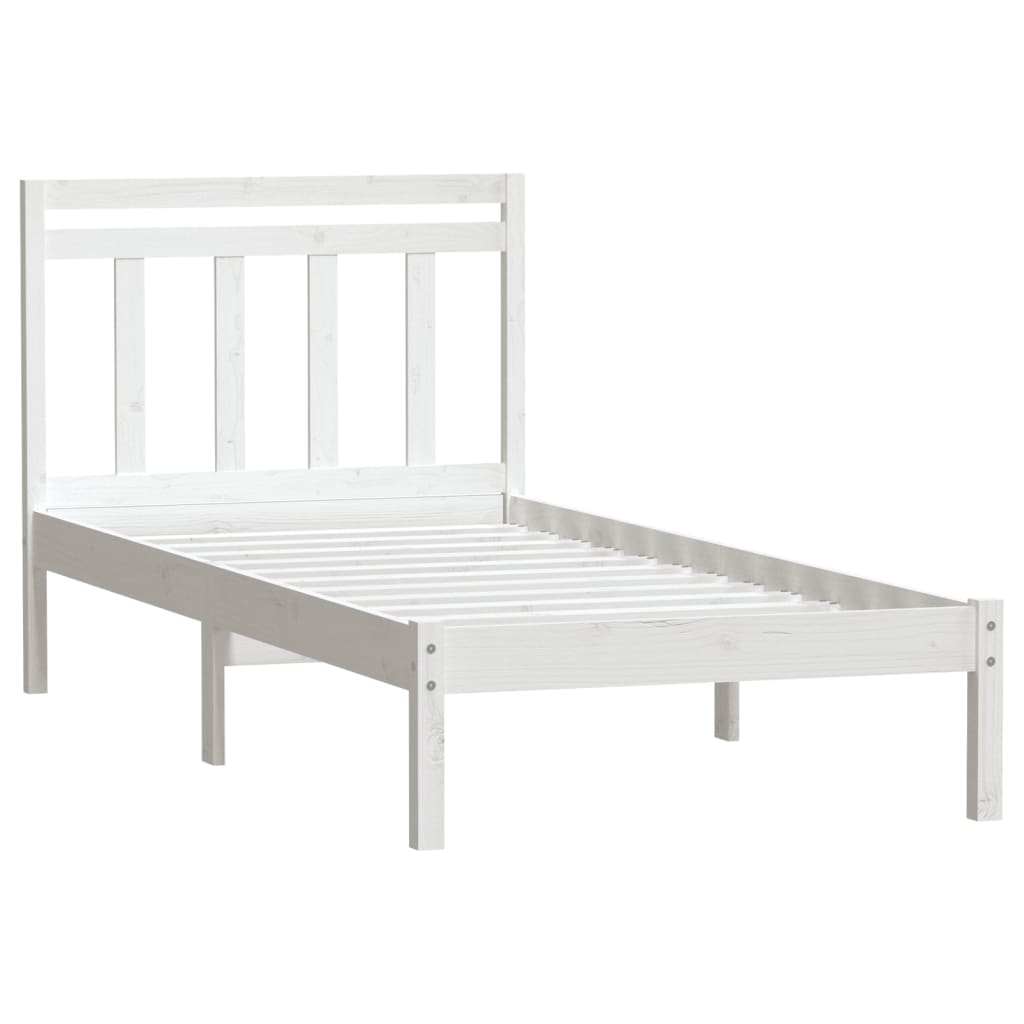 Cadre de lit sans matelas blanc bois massif 100x200 cm - XIOS