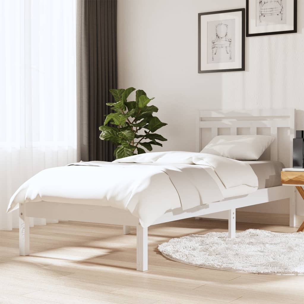 Cadre de lit sans matelas blanc bois massif 100x200 cm - XIOS