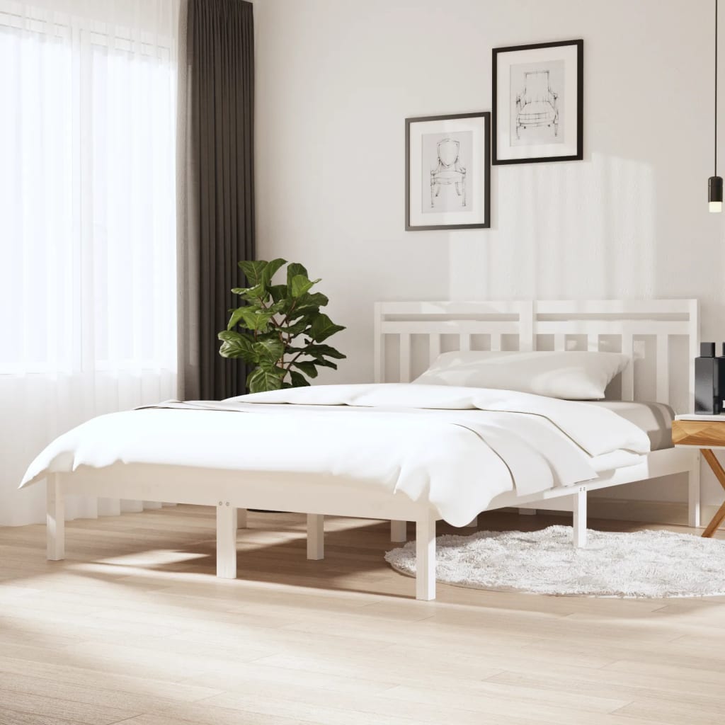 Cadre de lit sans matelas blanc bois de pin massif - XIOS