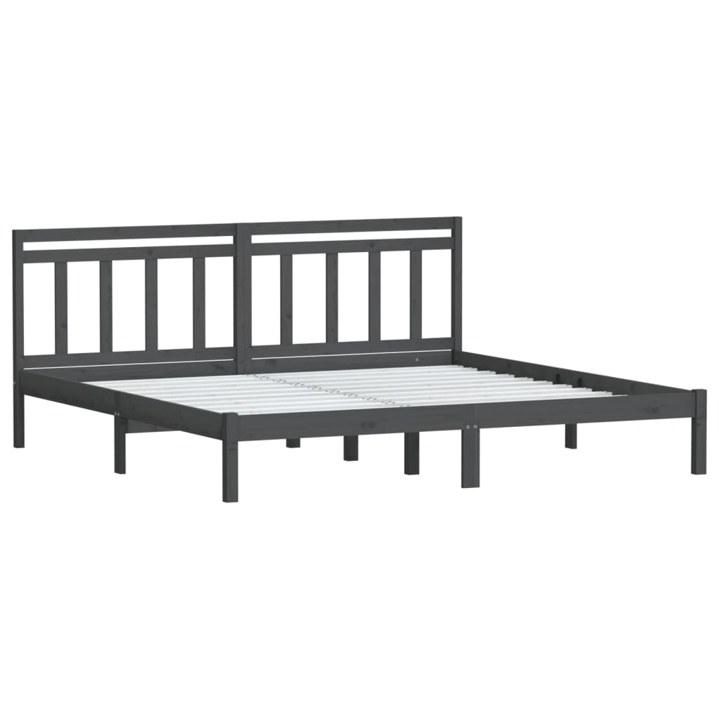 Cadre de lit sans matelas gris bois massif 200x200 cm - XIOS