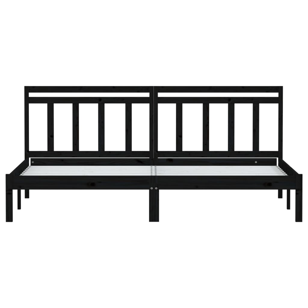 Cadre de lit sans matelas noir bois massif 200x200 cm - XIOS