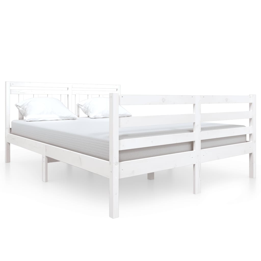 Cadre de lit sans matelas blanc bois massif 140x190 cm - XIOS
