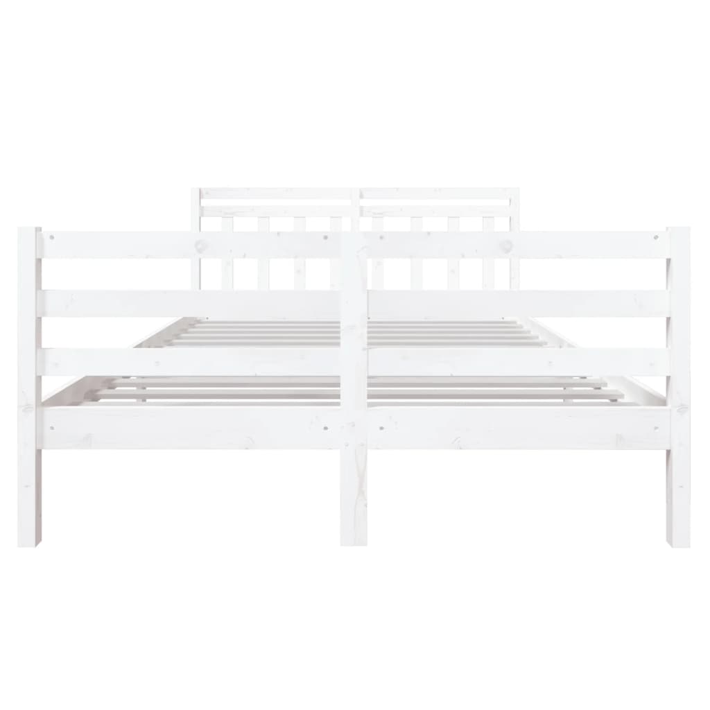Cadre de lit sans matelas blanc bois massif 140x190 cm - XIOS
