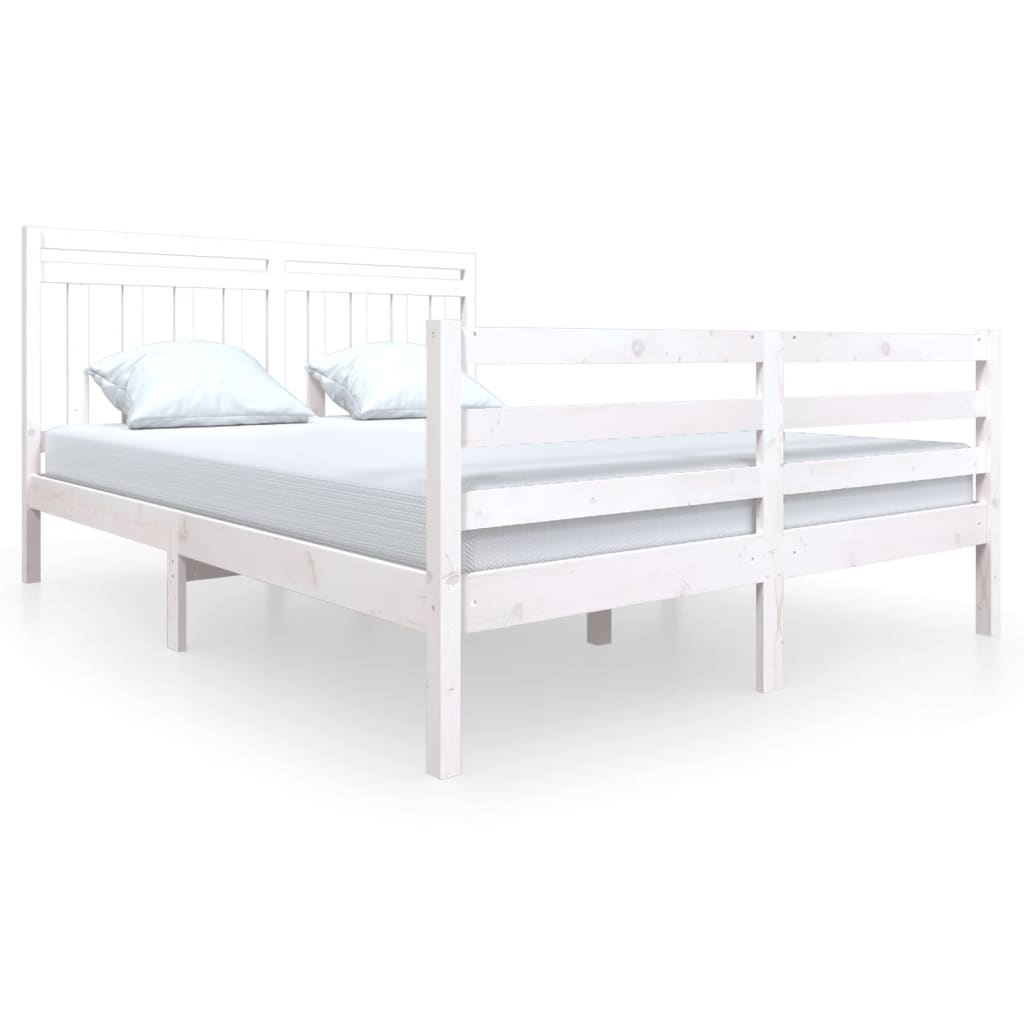Cadre de lit sans matelas blanc bois de pin massif - XIOS