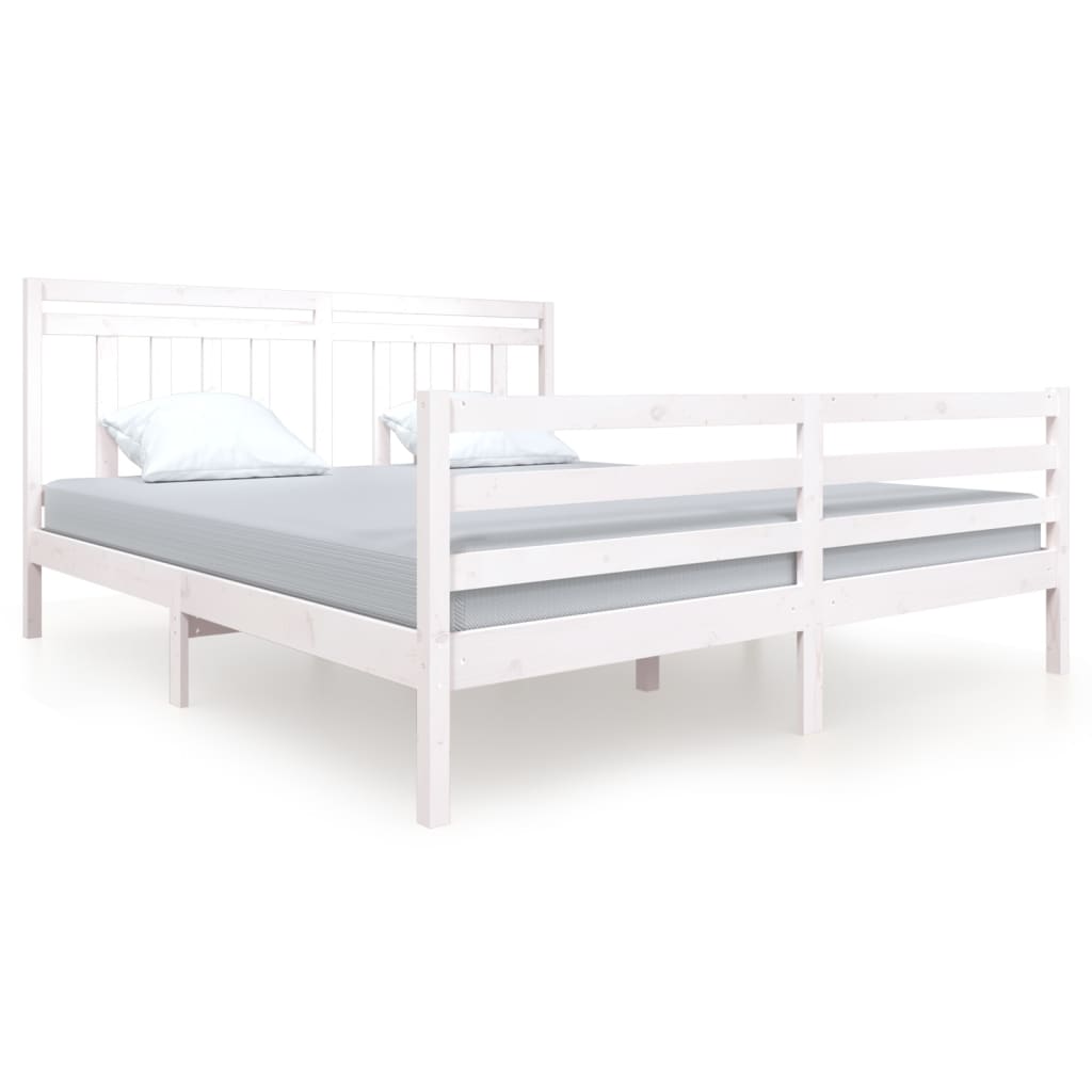Cadre de lit sans matelas blanc bois massif - XIOS