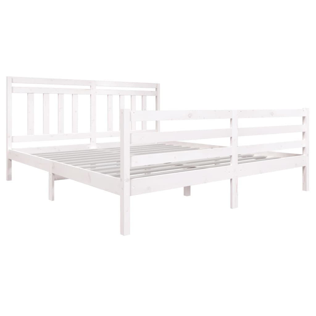 Cadre de lit sans matelas blanc bois massif - XIOS