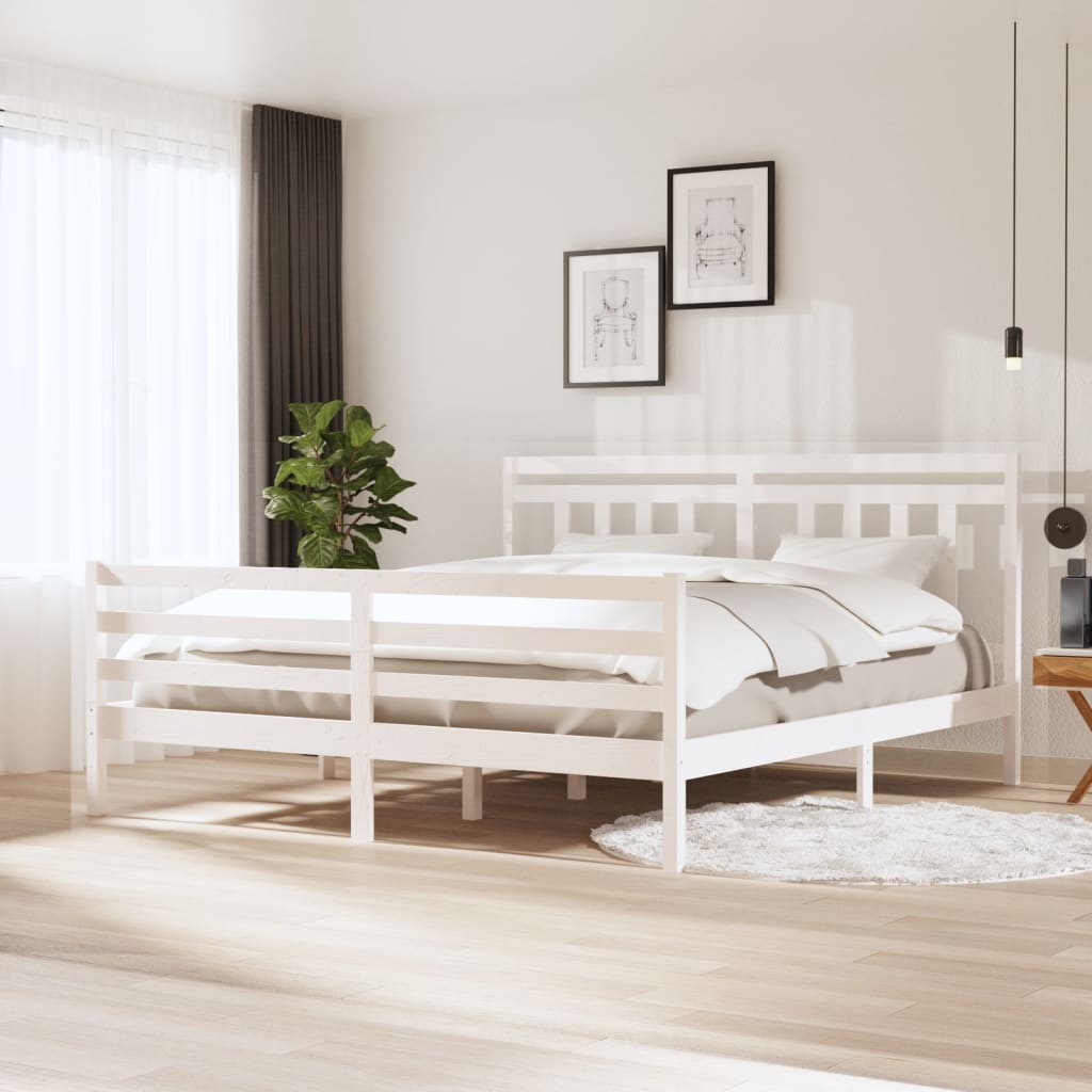 Cadre de lit sans matelas blanc bois massif - XIOS
