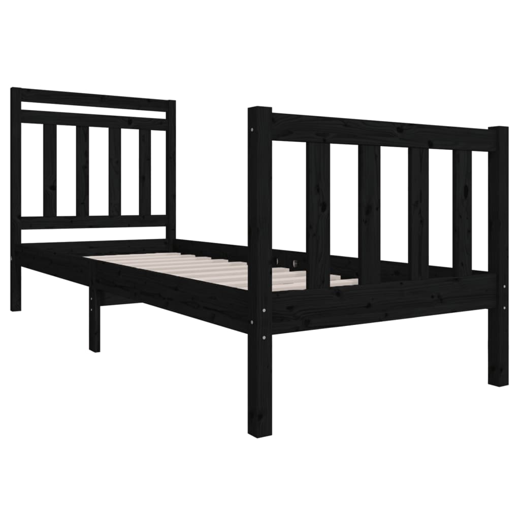 Cadre de lit sans matelas noir bois massif - XIOS