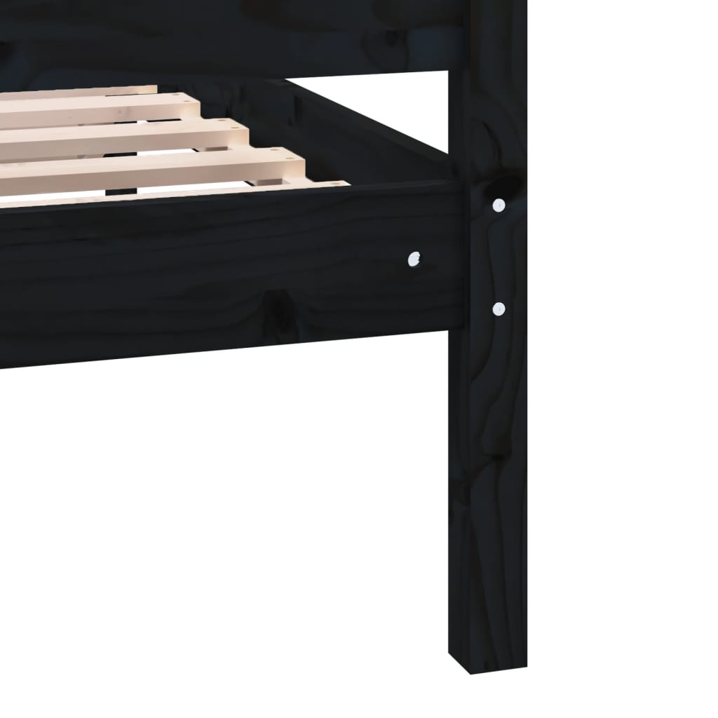 Cadre de lit sans matelas noir bois massif - XIOS
