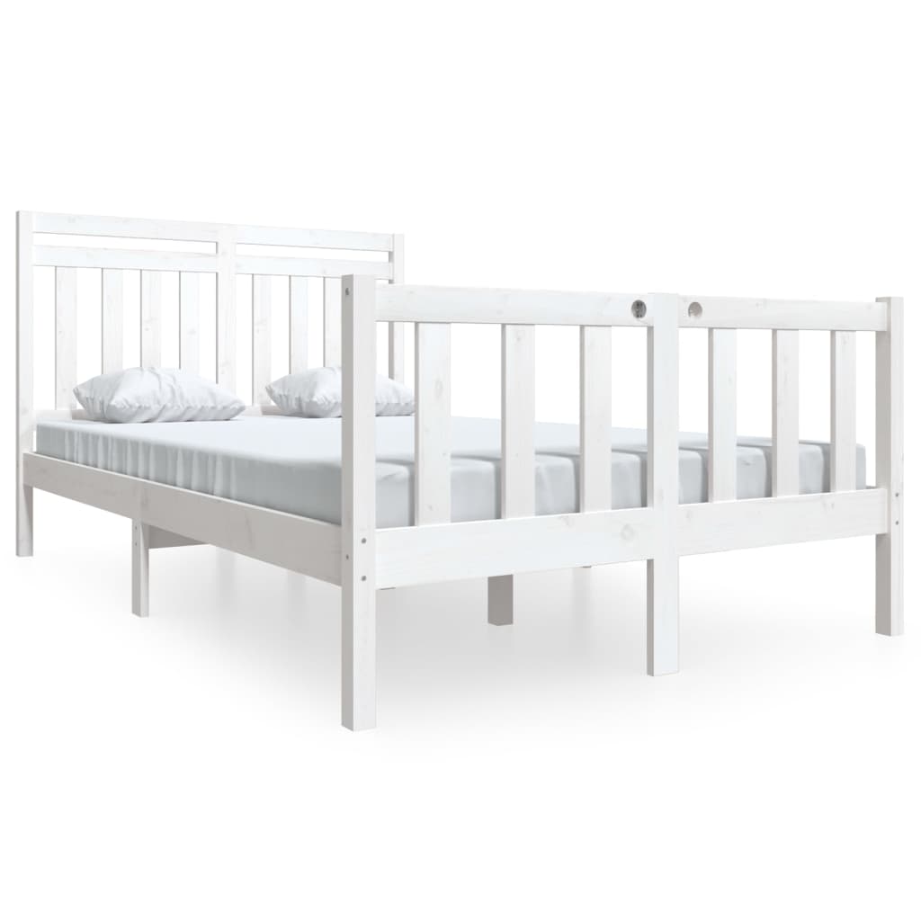 Cadre de lit sans matelas blanc bois massif - XIOS