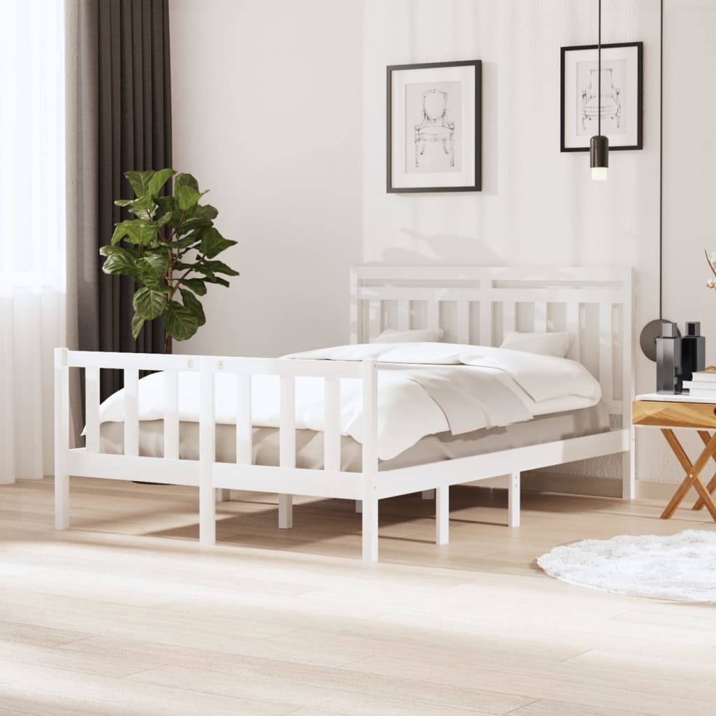 Cadre de lit sans matelas blanc bois massif - XIOS
