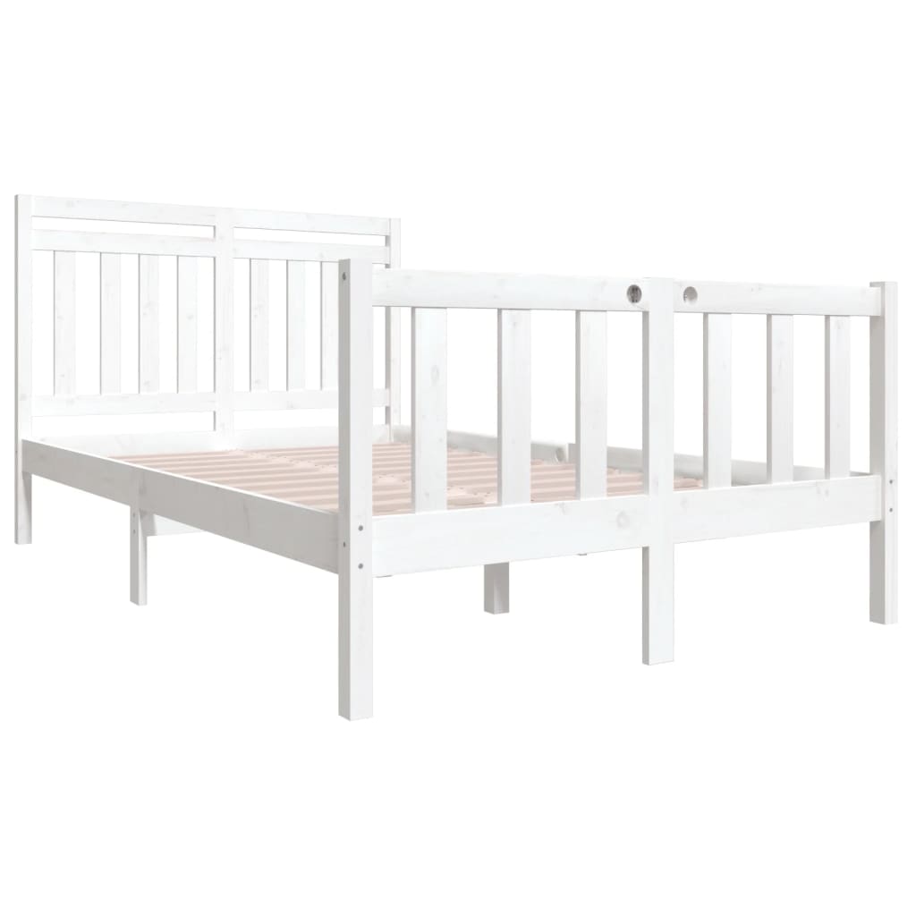Cadre de lit sans matelas blanc bois massif 140x190 cm - XIOS
