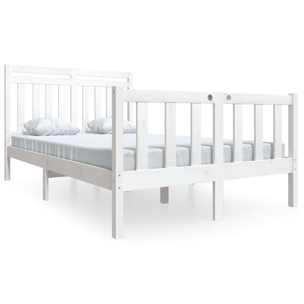 Cadre de lit sans matelas blanc bois massif 140x200 cm - XIOS