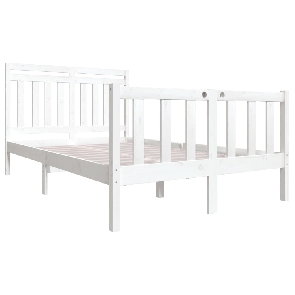 Cadre de lit sans matelas blanc bois massif 140x200 cm - XIOS
