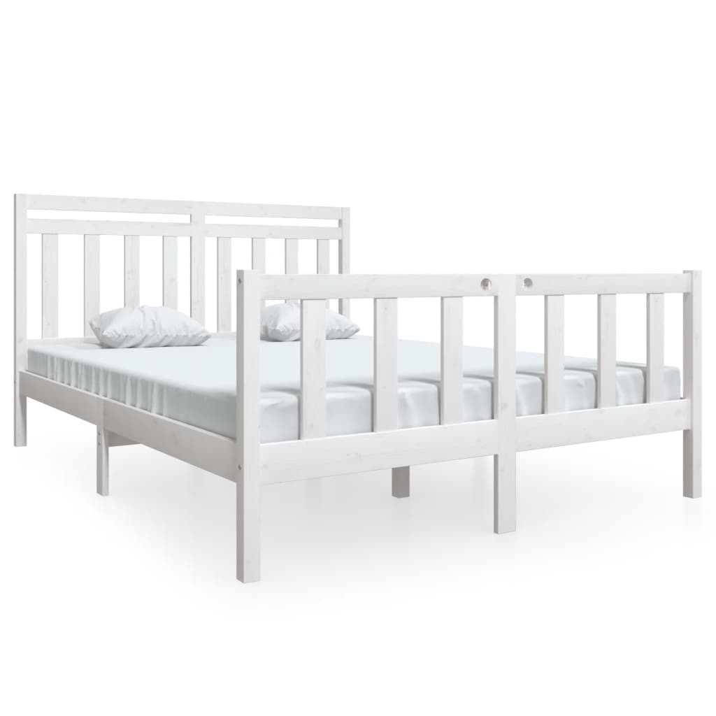 Cadre de lit sans matelas blanc bois de pin massif - XIOS