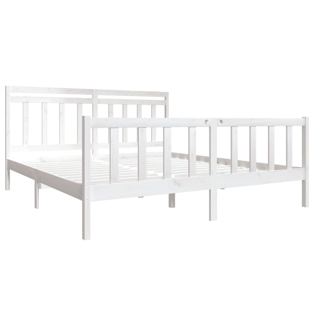 Cadre de lit sans matelas blanc bois massif - XIOS