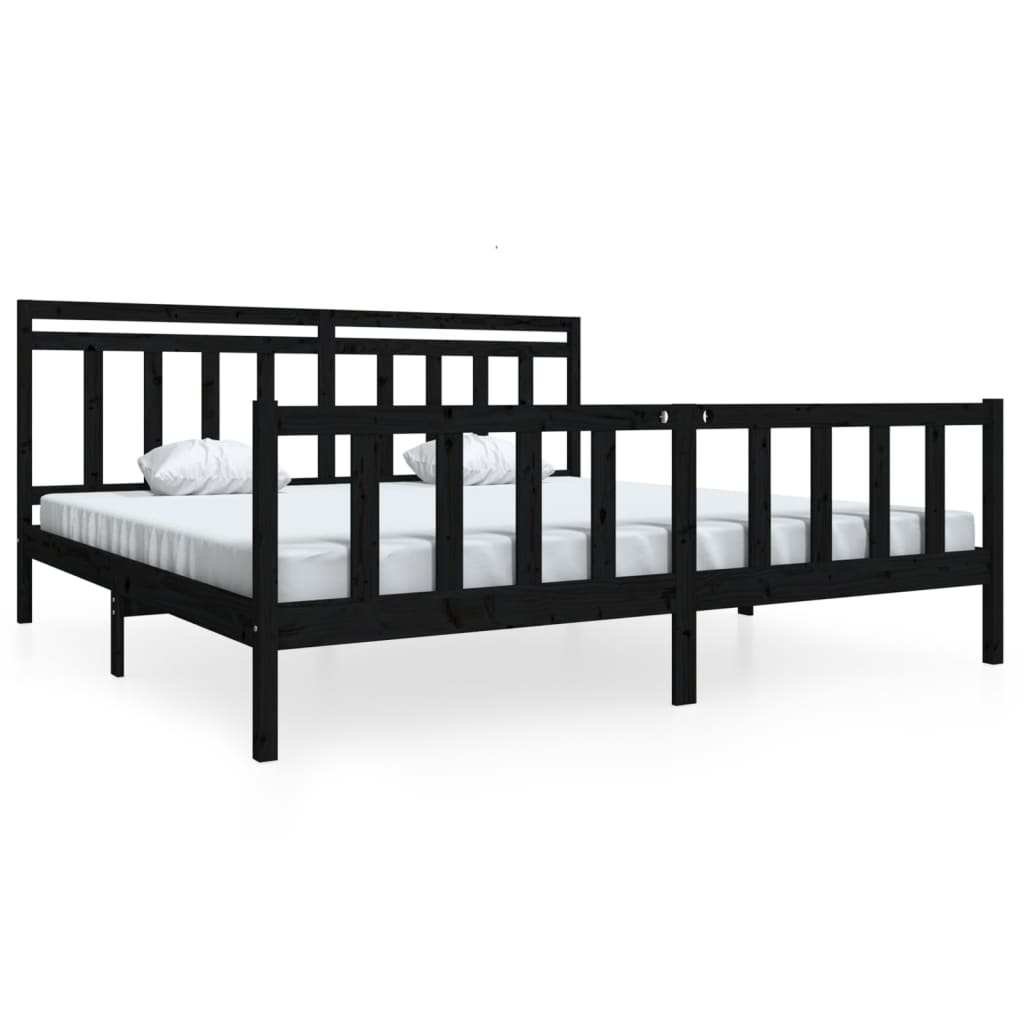 Cadre de lit sans matelas noir bois massif 200x200 cm - XIOS