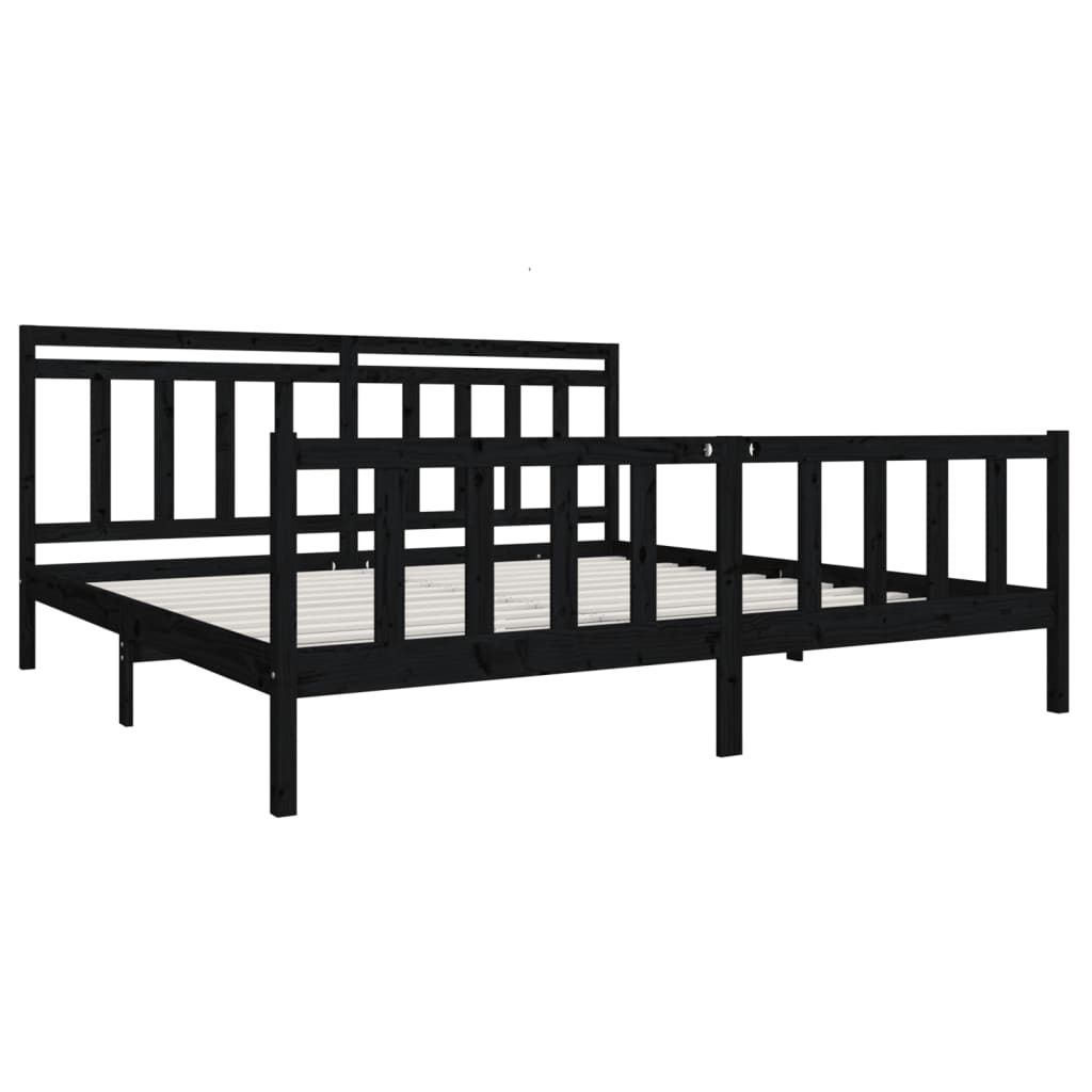 Cadre de lit sans matelas noir bois massif 200x200 cm - XIOS