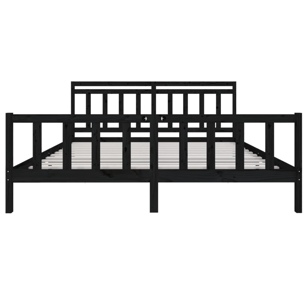 Cadre de lit sans matelas noir bois massif 200x200 cm - XIOS