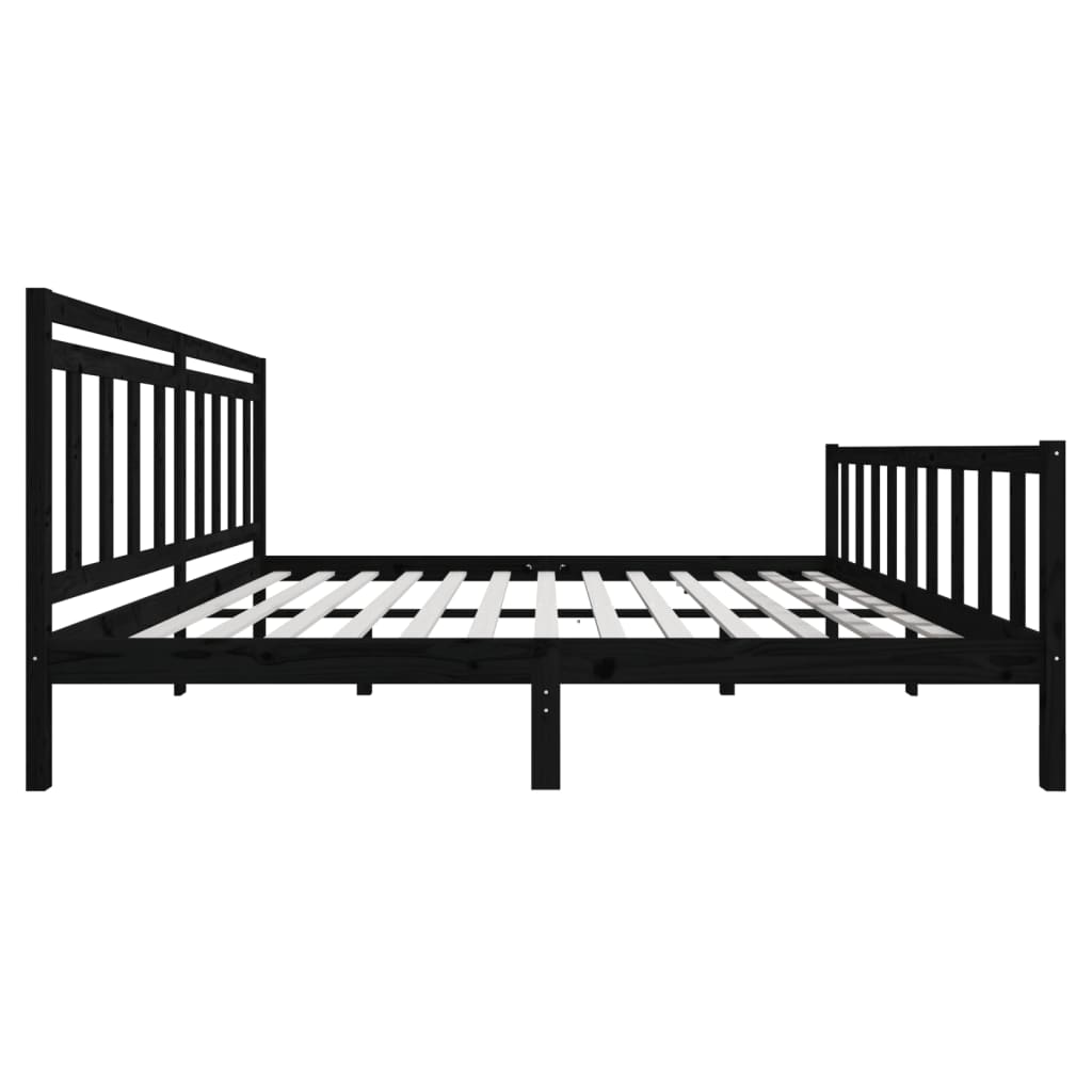 Cadre de lit sans matelas noir bois massif 200x200 cm - XIOS