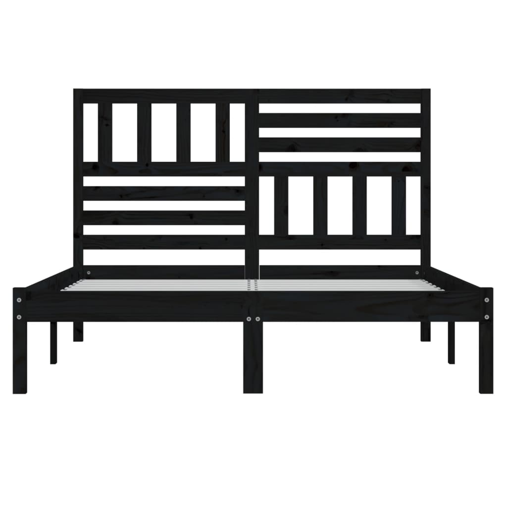 Cadre de lit sans matelas noir bois de pin massif 140x190 cm - XIOS
