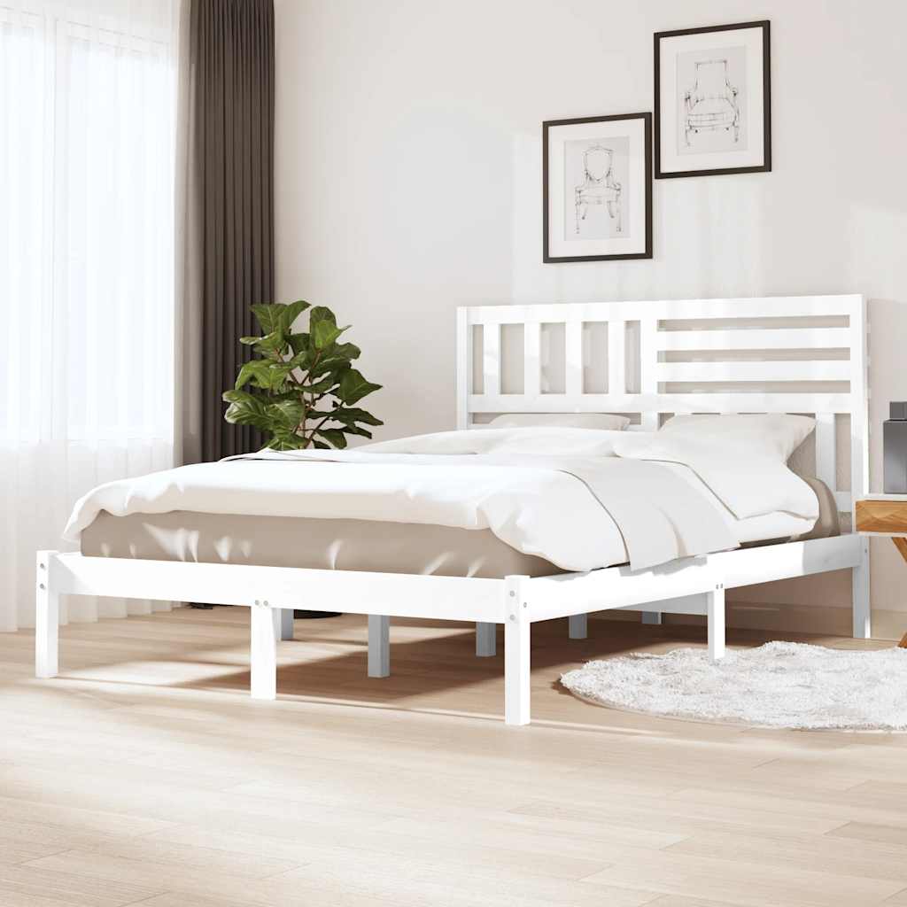 Cadre de lit sans matelas blanc bois de pin massif 120x200 cm