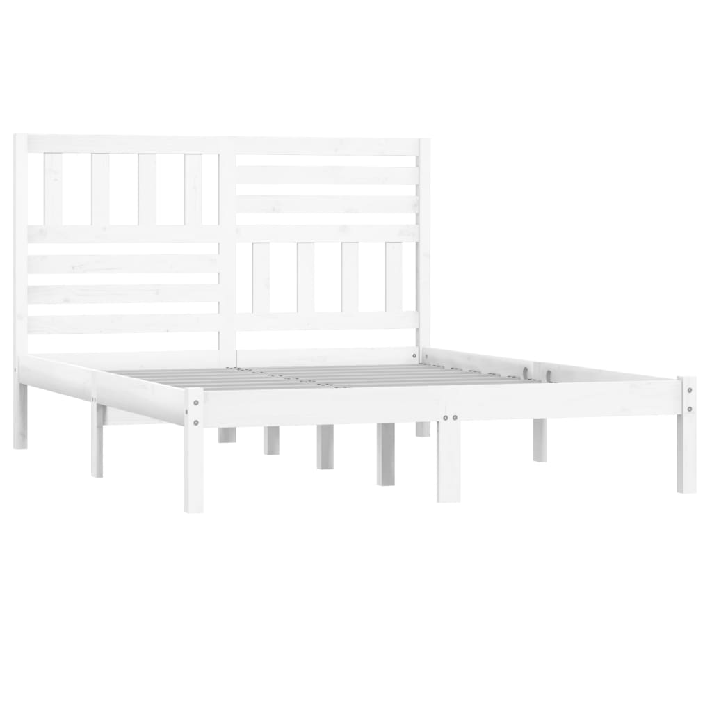 Cadre de lit sans matelas blanc bois de pin massif 160x200 cm - XIOS