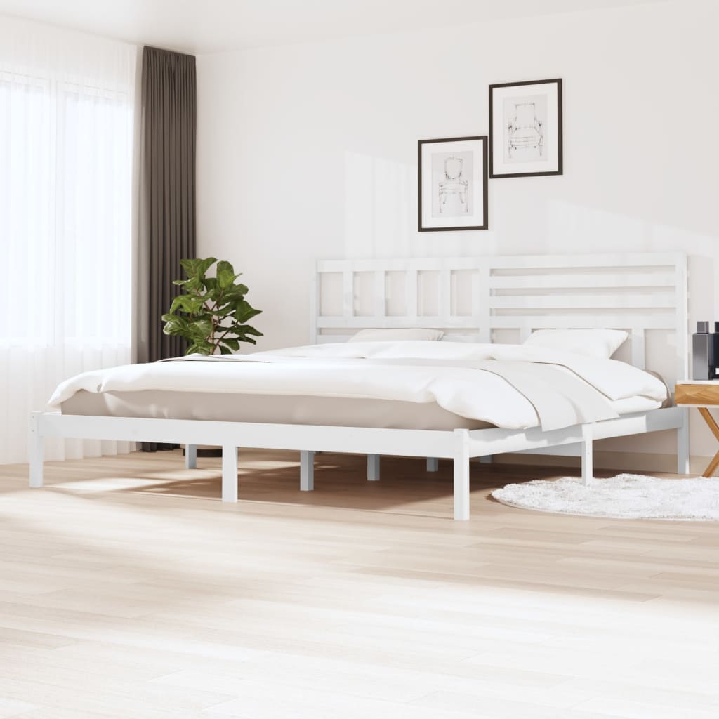 Cadre de lit sans matelas blanc 180x200 cm bois massif de pin - XIOS