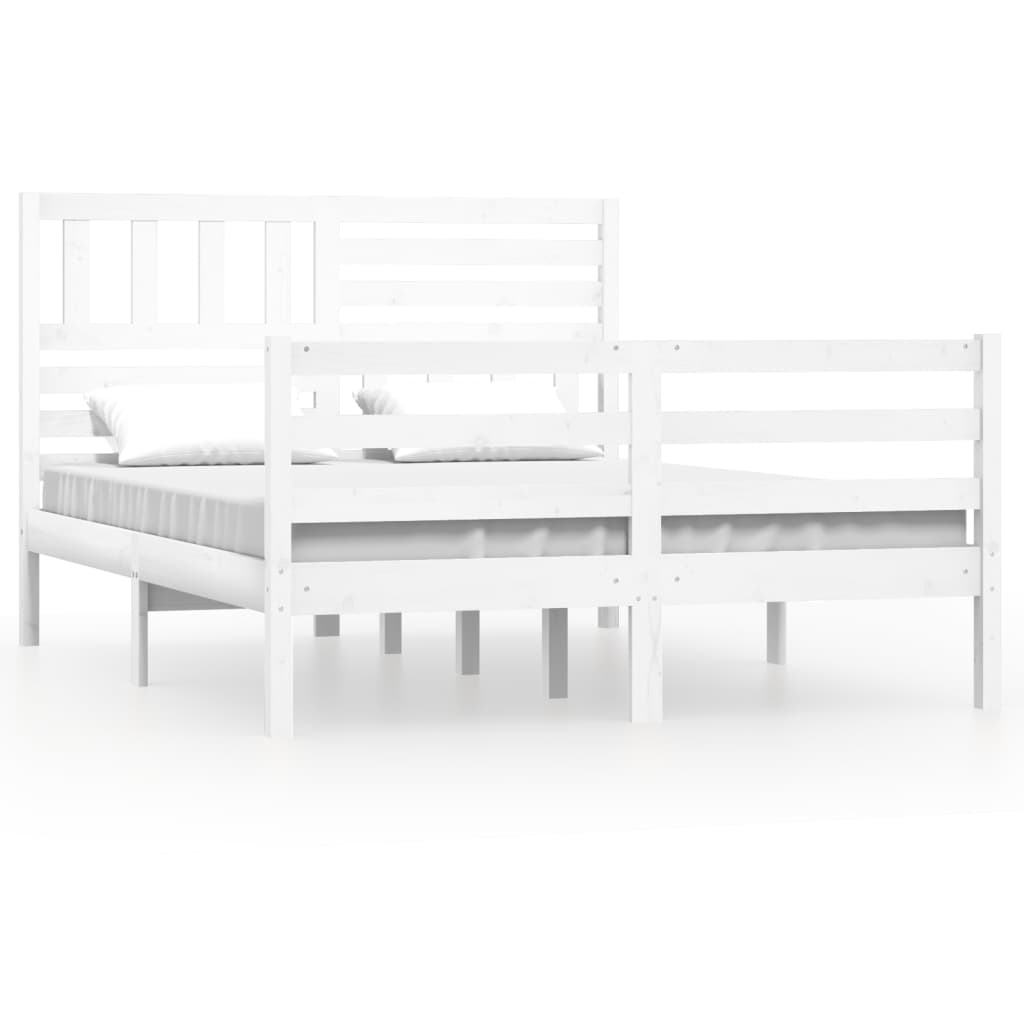 Cadre de lit sans matelas blanc bois massif 120x200 cm - XIOS