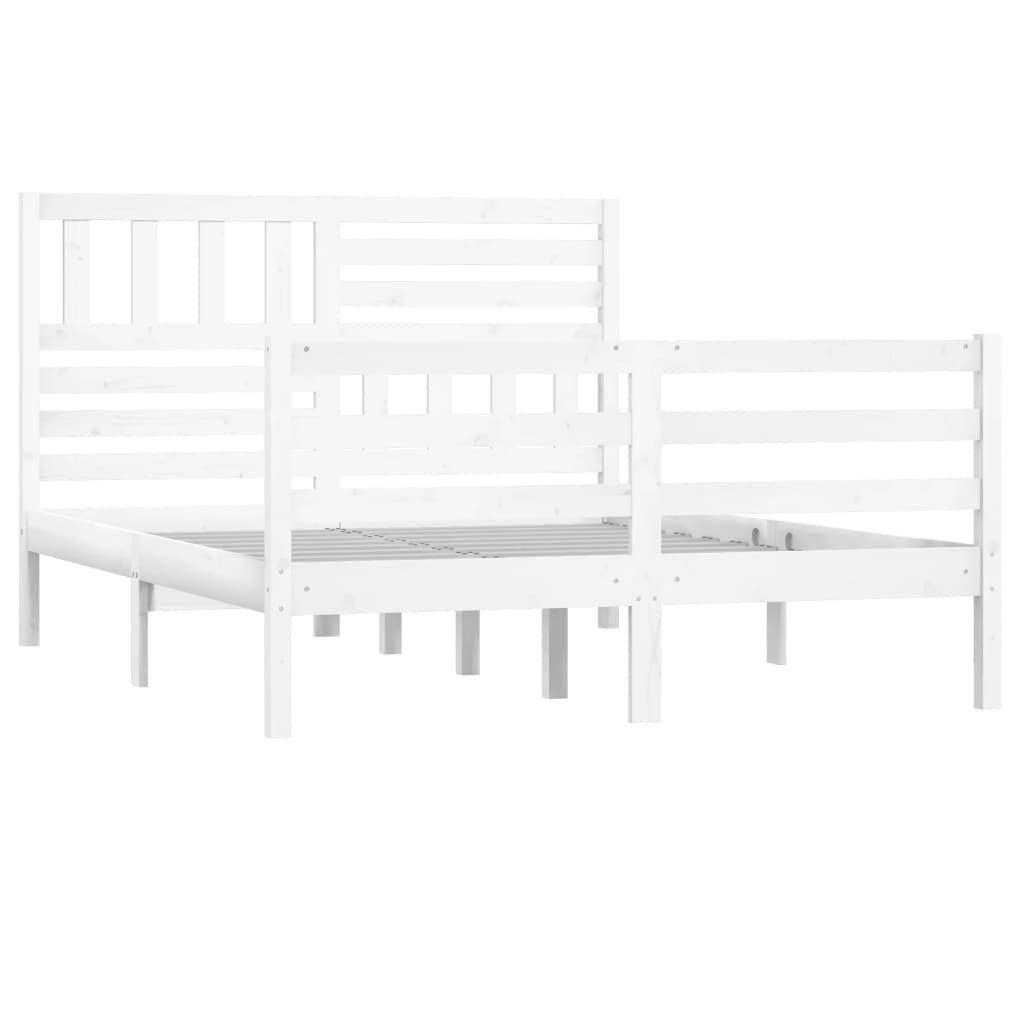 Cadre de lit sans matelas blanc bois massif 120x200 cm - XIOS