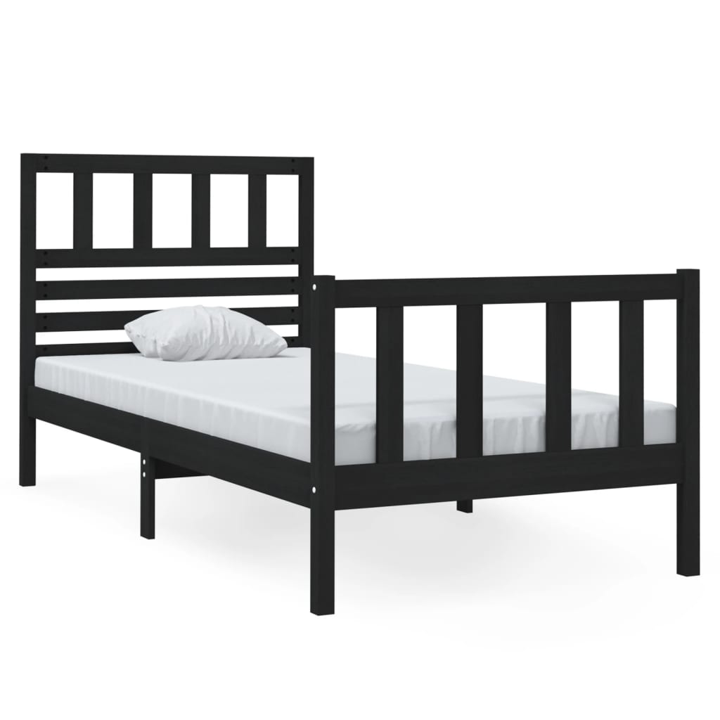 Cadre de lit sans matelas noir bois massif - XIOS
