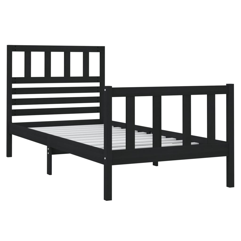 Cadre de lit sans matelas noir bois massif - XIOS
