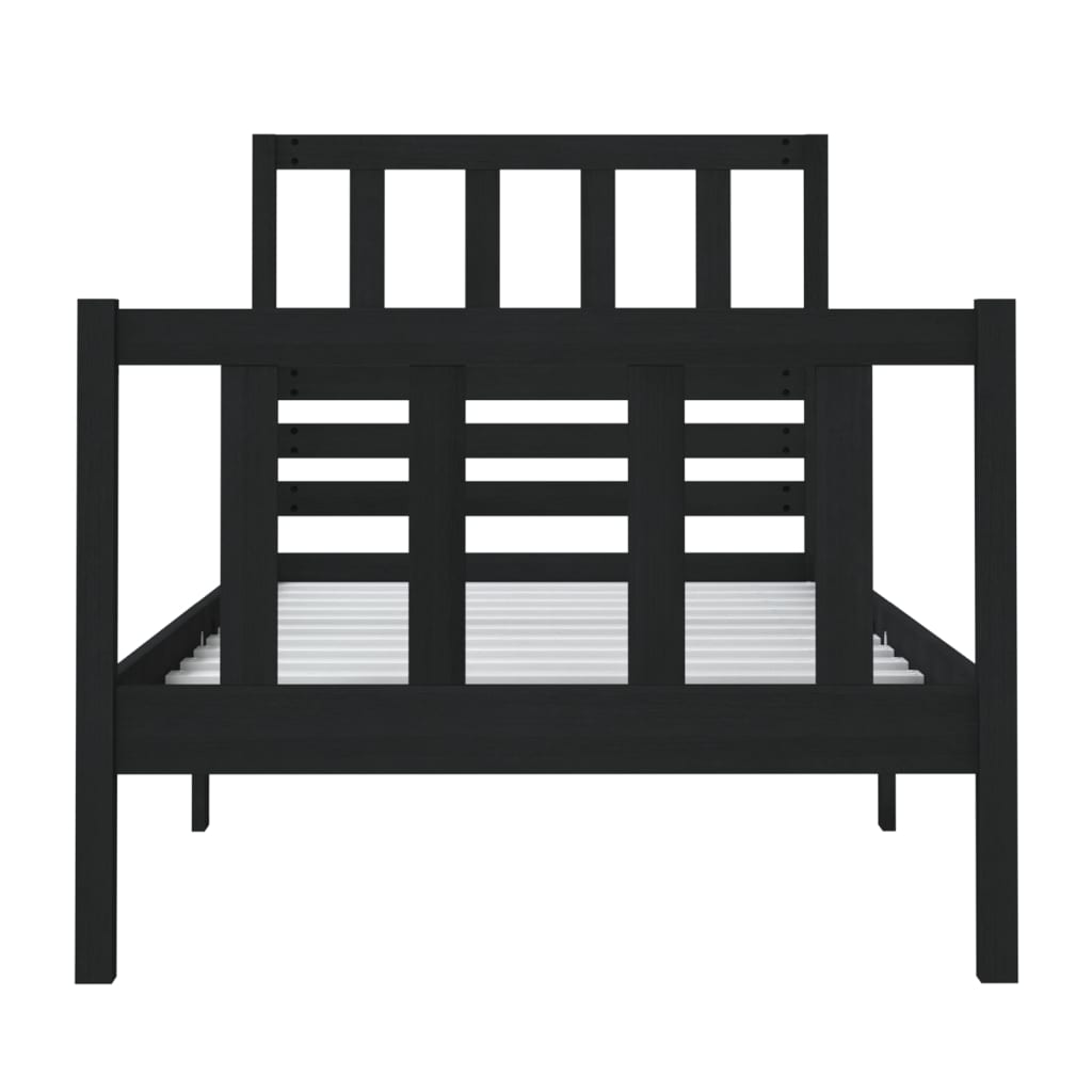 Cadre de lit sans matelas noir bois massif - XIOS