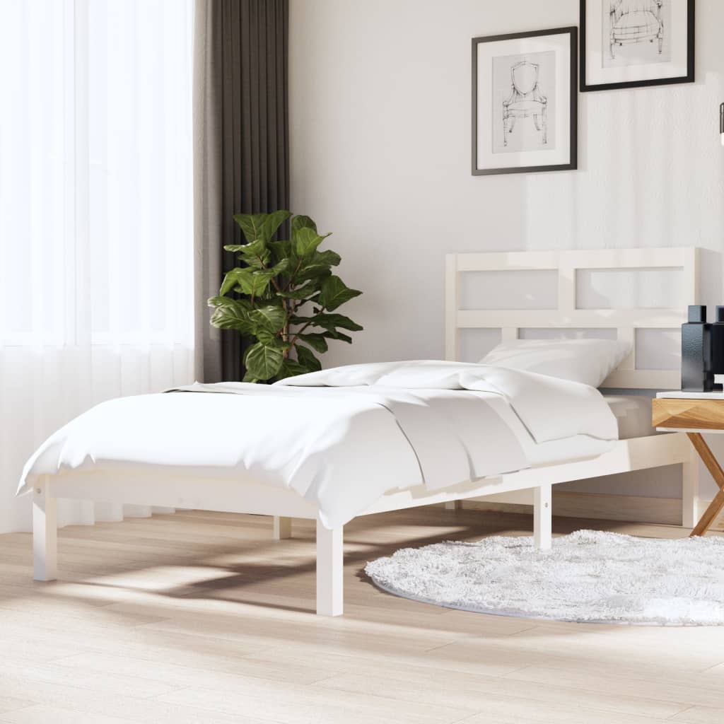 Cadre de lit sans matelas blanc bois massif - XIOS