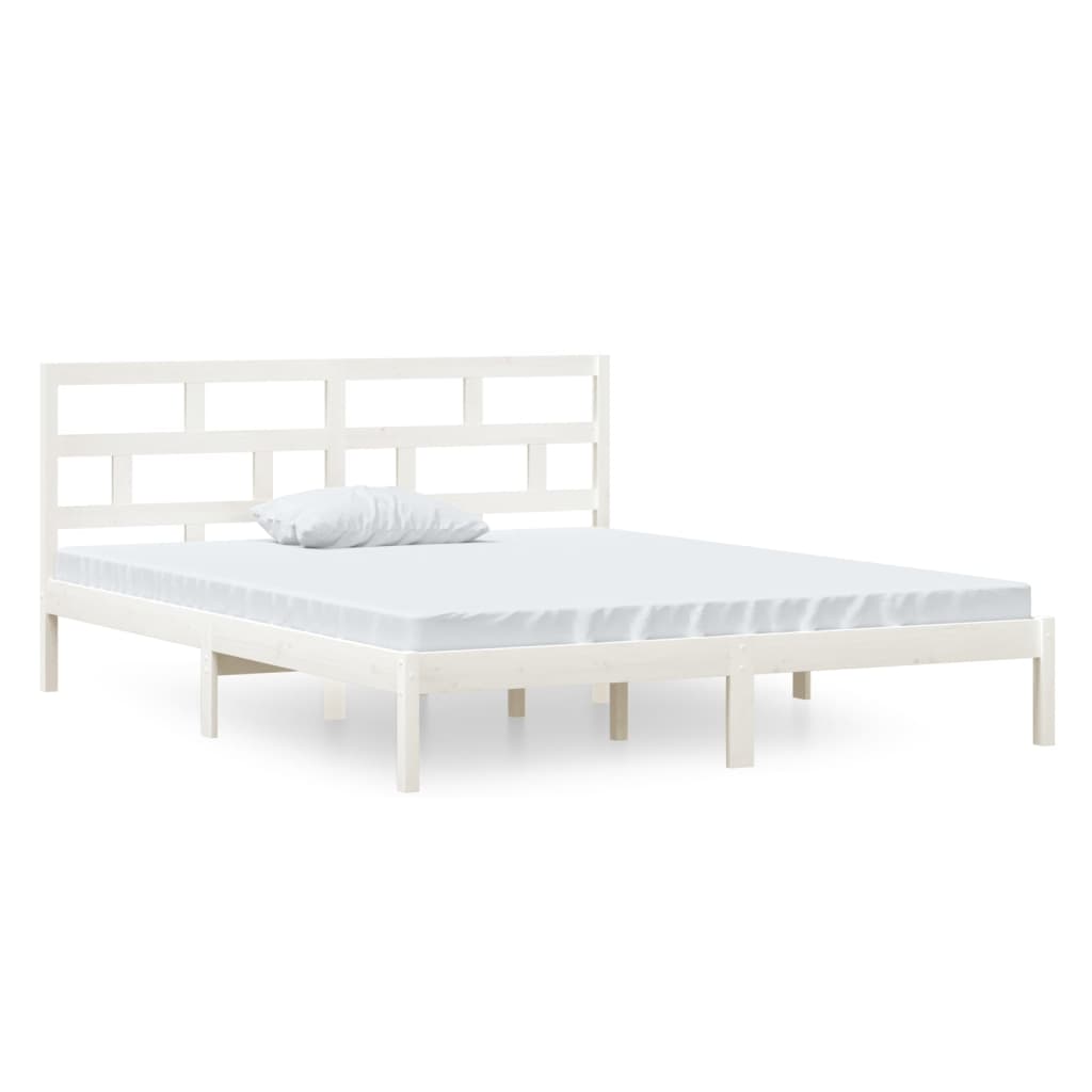 Cadre de lit sans matelas blanc bois massif - XIOS