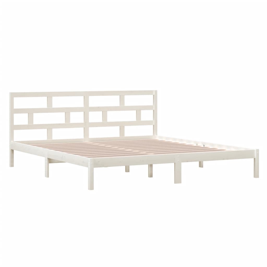 Cadre de lit sans matelas blanc bois massif 140x190 cm - XIOS