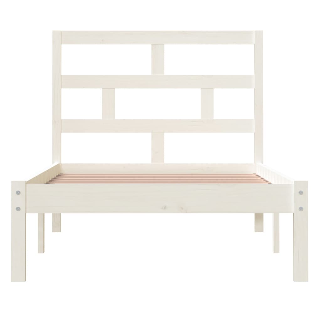 Cadre de lit sans matelas blanc bois massif 90x200 cm - XIOS
