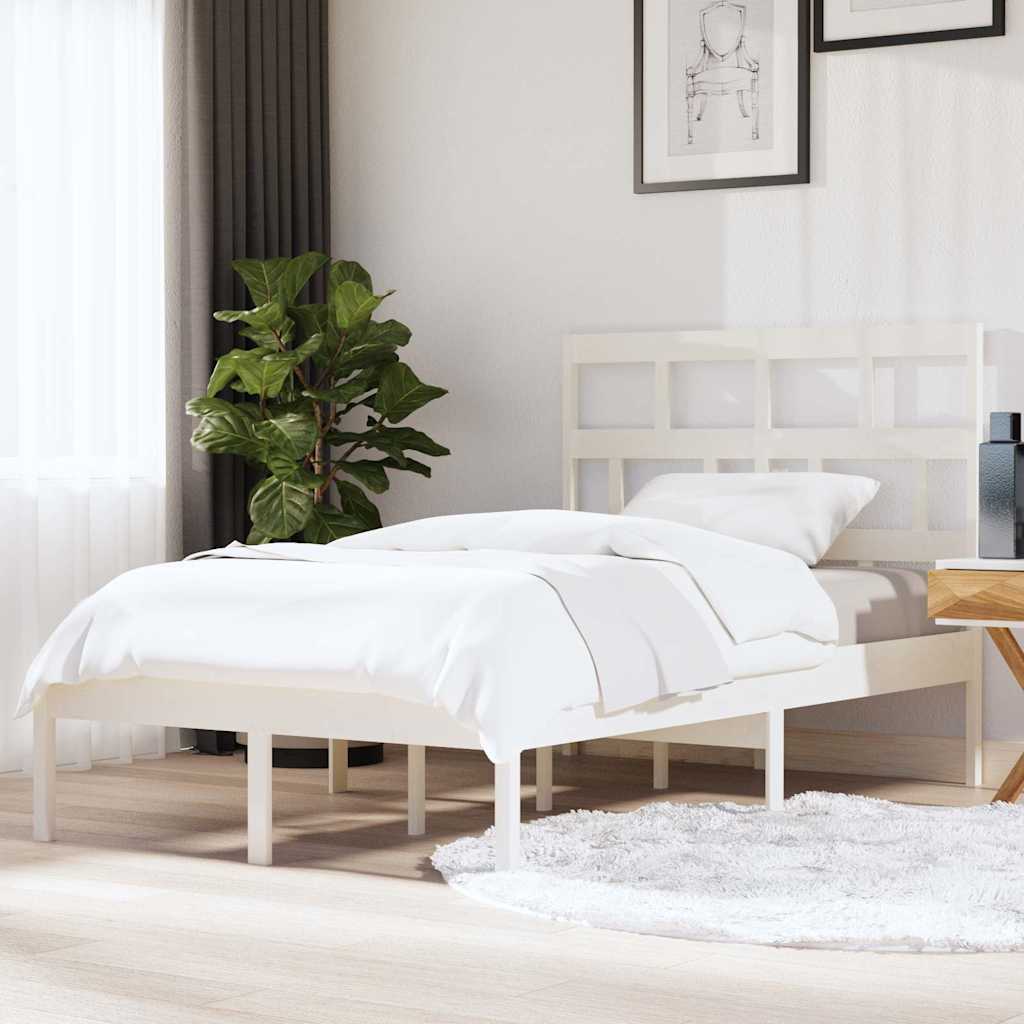Cadre de lit sans matelas blanc bois massif 120x200 cm - XIOS