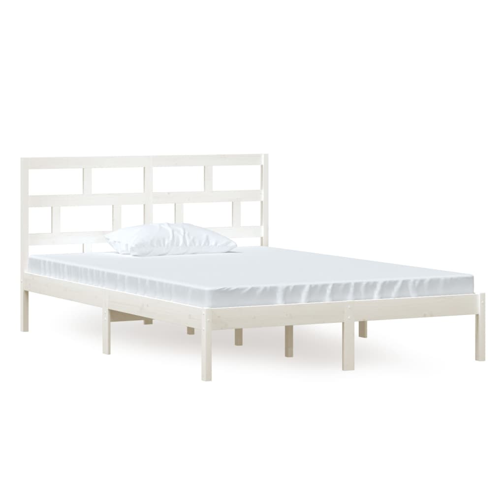 Cadre de lit sans matelas blanc bois massif 140x200 cm - XIOS