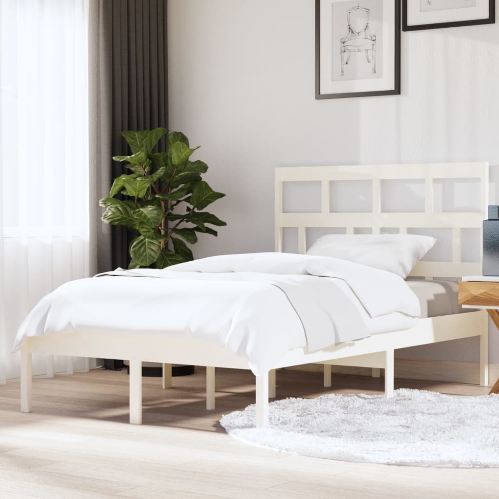 Cadre de lit sans matelas blanc bois massif 140x200 cm - XIOS