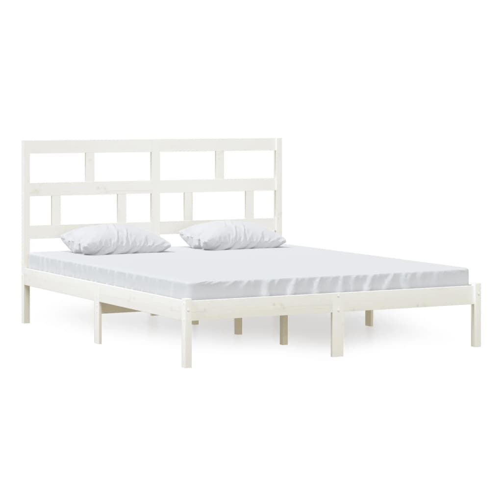 Cadre de lit sans matelas blanc bois massif 160x200 cm - XIOS